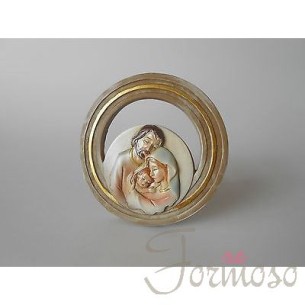 Icona Sacra famiglia tonda  in resina d 110 mm idea regalo art 04818