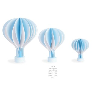 Set 3 Mongolfiere Celeste in carta da appoggio per decorazione Wedding D. 15 - 24 - 33 cm art 28976