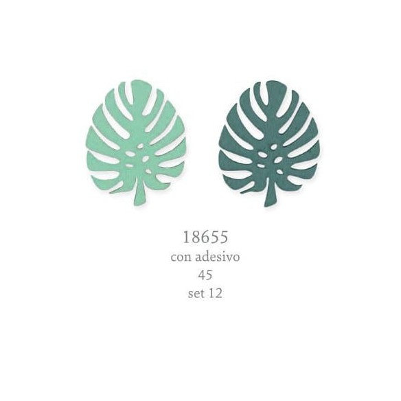 Decorazione bomboniera Foglie in legno Verde WILD PARTY h 4,5 cm conf. 12 pz art 18655