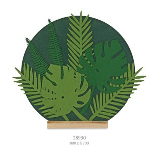 pannello Decorativo semitondo con base Foglie Giungla in Panno Verde WILD PARTY 80 x h 70 cm art 28930