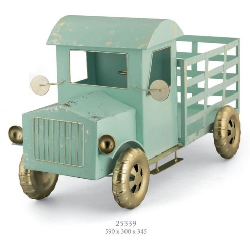 Camion Furgoncino in metallo contenitore porta Bomboniere color menta e Oro 59 x 30 x h 34,5 cm art 25339