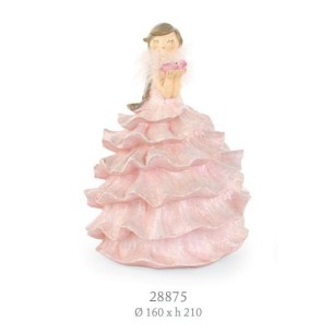 Dama Bambola in resina rosa bomboniera o decorazione D 16x h 21 cm art 28875