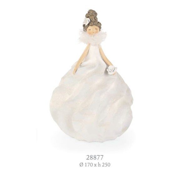 Dama Bambola in resina Bianca bomboniera o decorazione D 17x h 25 cm art 28877