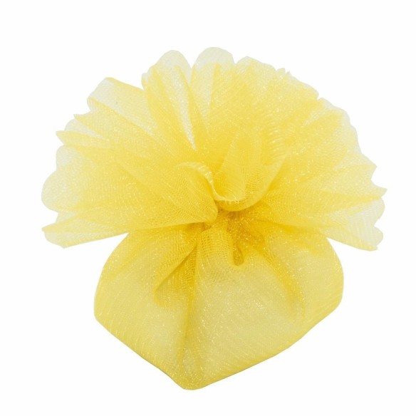 Bomboniera Sacchetto tondo porta confetti 2 Veli con Tirante in organza Giallo D 25 cm Confezione 25 pz art C2217