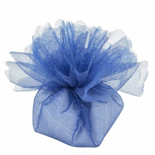 Bomboniera Sacchetto tondo porta confetti 2 Veli con Tirante in organza Blu D 25 cm Confezione 25 pz art C2218