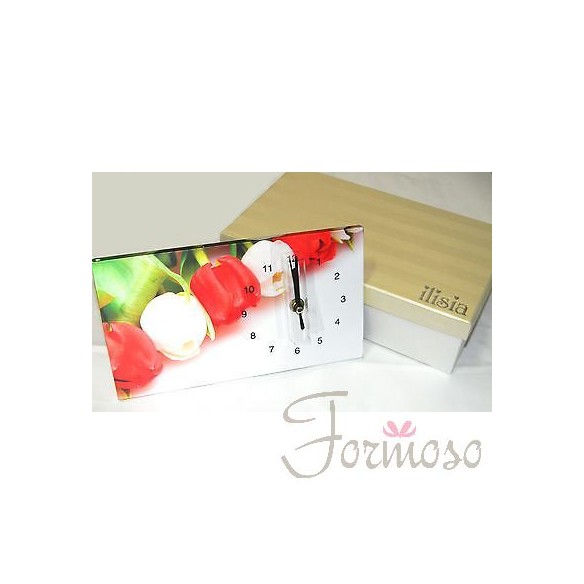 Elegante orologio fiori tulipani bomboniere matrimonio 23x13 mm art. IL423