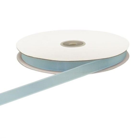 Nastro organza semirigido largo 13 mm con orlo laterale rotolo bobina da 50 mt Celeste fai da te -art DN032