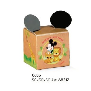 Bomboniera Scatola cubo Confetti inserto Topolino Mikey mouse WILD PARTY colore Avana 5x5xh5 cm set 10 pz art 68212