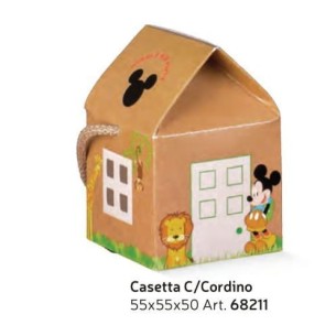 Bomboniera Scatola Casetta per Confetti inserto Topolino Mikey mouse WILD PARTY colore Avana 5,5 x 5,5 x h 5 cm set 10 pz art 68
