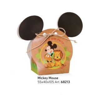 Bomboniera Scatola Busta Confetti inserto Topolino Mikey mouse WILD PARTY colore Avana 5,5 x 4 x h 10,5 cm set 10 pz art 68213