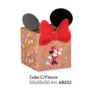 Bomboniera Scatola cubo Confetti inserto MINNIE Love Natural colore Avana 5x5xh5 cm set 10 pz art 68222