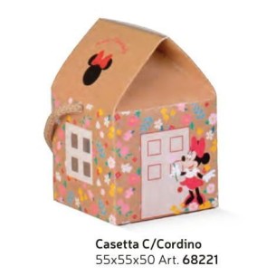 Bomboniera Scatola CASETTA porta Confetti inserto MINNIE Love Natural colore Avana 5,5 x 5,5 x h 5 cm set 10 pz art 68221