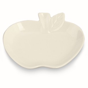 Bomboniera piattino in Ceramica Bianca a Forma di Mela con Scatola D 9,5 CM Art 28285