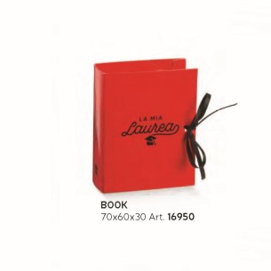 Scatola Confetti modello Libro Rosso con scritta LAUREA nera h 7 x 6 x 3 cm Set 20pz art 16950