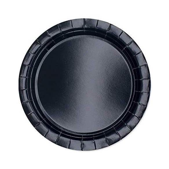 Piatti piatto BIODEGRADABILE carta cellulosa Nero festa Party  D 24 cm conf 25 pz Art 74254