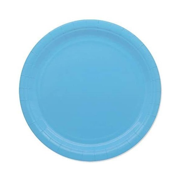 Piatti piatto BIODEGRADABILE carta cellulosa Celeste festa Party D 18 cm conf 25 pz Art 74046