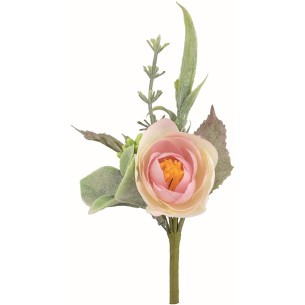 Ranuncolo Fiore Rosa con Erba Idea Decorazione Bomboniera Matrimonio Set 12 pz Art 28472