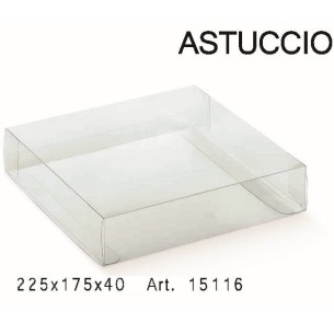 Scatola bomboniera tipo ASTUCCIO "Trasparente" 22,5 x 17,5 x h 4 cm - Box 50 pz art. 15116