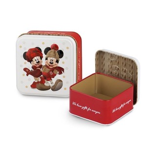 Scatola in metallo Latta Topolino Mickey Minnie Disney Rosso Natale decorazione  9x9x h 5 cm art 69902