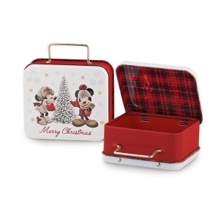 Valigetta scatola in metallo Latta Topolino Mickey Minnie Disney Rosso Natale decorazione  8,5x8,5x h 4 cm art 69900