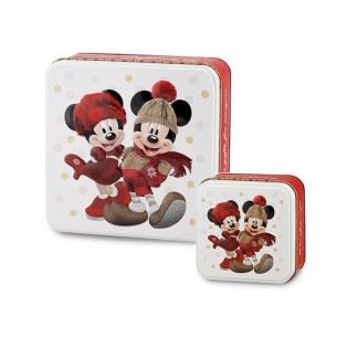 Set 2 scatole in metallo Latta Topolino Mickey Minnie Disney Rosso Natale decorazione  9x9xh5 e 16x16xh 6,5 cm art 69903