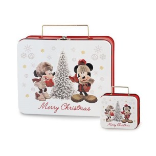 Set 5 Valige in metallo Latta Topolino Mickey Minnie Disney Rosso Natale decorazione  8x7xh3,5 e 16x20xh 8 cm art 69901