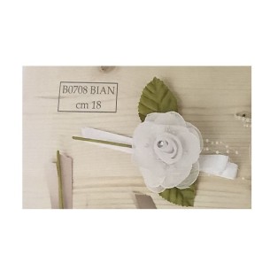 Fiore tipo Rosa in tessuto bianco ideale per decorazione Bomboniera Matrimonio wedding  cm 18 confezione 12 pz art  B0708Bianco