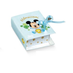 Bomboniera Scatola Confetti modello Libro Topolino Mickey Mouse Baby Disney Celeste 7 x 6 x 3 cm Set 10 pz art 68230