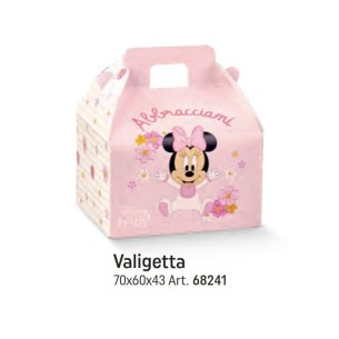 Scatola valigetta Rosa Minnie Baby Disney Battesimo Nascita confetti 7 x 6 x h 4,3 cm Set 10 pz art 68241