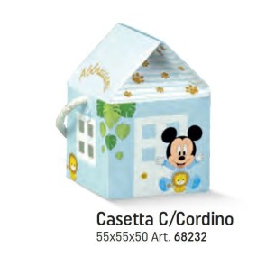 Scatola Casetta Celeste Topolino Mickey Mouse Disney Battesimo Nascita confetti 5,5 x 5,5 x h 5 cm Set 10 pz art 68232