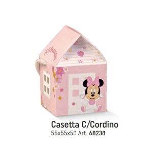 Scatola Casetta Rosa Minnie Mouse Disney Battesimo Nascita confetti 5,5 x 5,5 x h 5 cm Set 10 pz art 68238