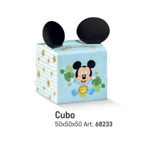 Scatola Cubo Celeste Topolino Mickey Mouse Disney Battesimo Nascita confetti 5 x 5 x h 5 cm Set 10 pz art 68233