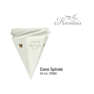 Scatola CONO a Spirale Bianco con scritta BELIEVE LOVE matrimonio porta confetti h 8 cm Set 20 pz art 17353