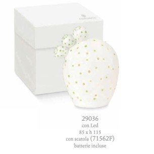 Bomboniera Foglia Di Fico in Porcellana Bianca Dipinta a Mano Con LED  decorazione Wedding  8,5 x h 11,5 cm con scatola art 2903
