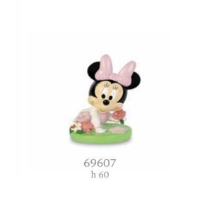 Bomboniera o Decorazione Minnie Disney rosa su prato Fiori h 6 cm Art 69607