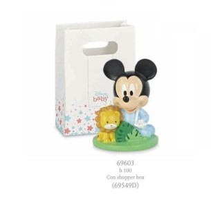 Bomboniera o Decorazione Topolino Mickey Mouse Disney Celeste Leone Giungla con scatola h 10 cm Art 69603