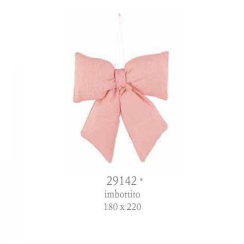 Decorazione Fiocco Rosa imbottito da appendere in tessuto nascita Compleanno  18 x 22 cm art 29142