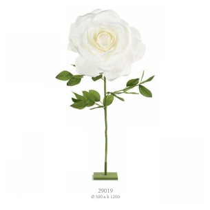 Fiore tipo Rosa in Polietilene bianco con STELO ideale per decorazione wedding D. 50 x h 1200 cm art 29019