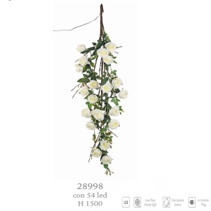 Lampadario Rose in Polietilene Bianco a cascata con 54 LED ideale per decorazione wedding Locali H 1500 cm art 28998