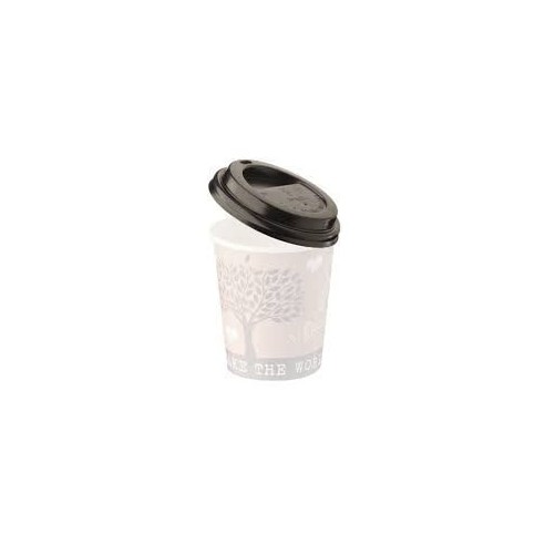 Bicchiere in CARTA + PE per cappuccino da 240 ml con coperchio termico NERO  Confezione 50 pz Art H0731-H741