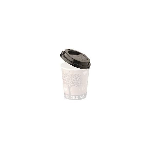 Bicchiere in CARTA + PE per cappuccino da 240 ml con coperchio termico NERO Confezione 50 pz Art H0731-H741