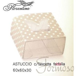 Scatola Astuccio Fascetta Farfalla Tortora 6 x 6 x h 3 cm n 10 pz- art 16670