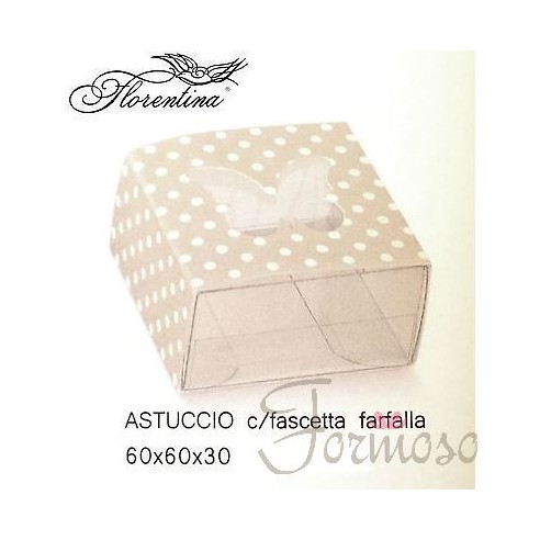 Scatola Astuccio Fascetta Farfalla Tortora 6 x 6 x h 3 cm n 10 pz- art 16670