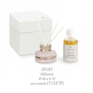 Bomboniera Diffusore Profumatore  Macarons Rosa e Oro in Poli Resina con scatola 4,8 x H 3,5 cm art 29187