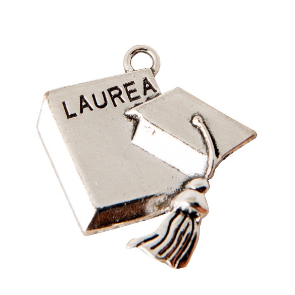 Ciondolo Libro TESI Laure  in Zama colore Argento ideale per decorazione bomboniera Laurea set 12 pz art 11877