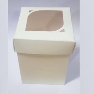 Scatola bomboniera Matrimonio fondo coperchio AVORIO  9 x 9 x h 12 Cm set 20pz art 52839