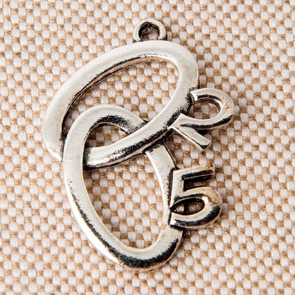 Ciondolo Coppia Anelli Fede 25 esimo Anniversario in metallo argento decorazione bomboniera set 12pz art 11874