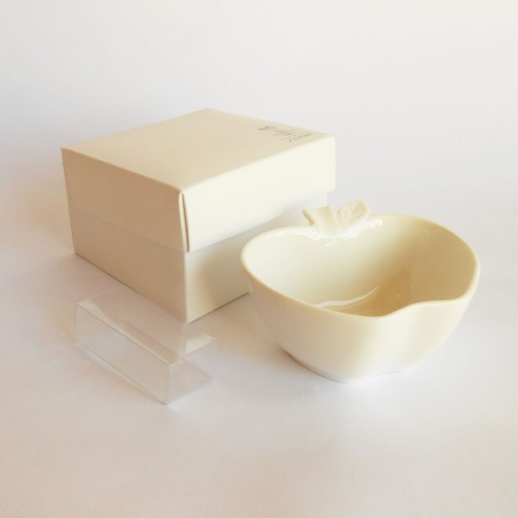 Bomboniera Ciotola in Ceramica Bianca a Forma di Mela con Scatola D10 x h 5,5 cm Art 28286