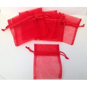 Bomboniera Sacchetto porta confetti in organza Rosso 9 x h 14 cm set 20 pz art STPZ001RED