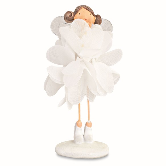 Bomboniera o Decorazione Ballerina in Resina e Tessuto in Piedi h 11 Cm Art 28329